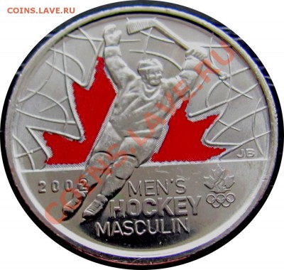 I71 Канада 25¢ Хоккей 2009 (цветной) UNC до 21.04 в 22°° - I71 Mens Hockey Coloured 2009_1