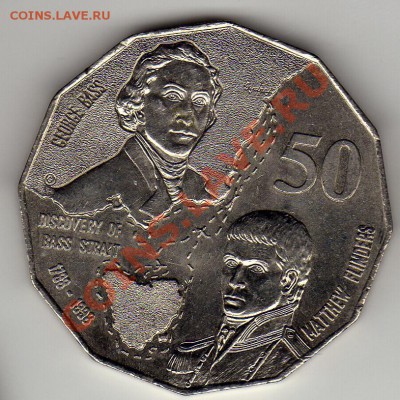 АВСТРАЛИЯ 50 ЦЕНТОВ 1998 БАССОВ ПРОЛИВ ДО 19.04.12-22Ч(1964) - img349