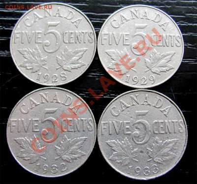 I82 Канада 5¢ 4 шт. 1928-29-32-33 до 28.04 в 22°° - I82 5c 1928-29-32-33_1