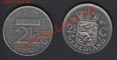 Нидерланды 2,5 гульдена 1980 и 1982 до 24.04.2012 22-00 - Испания 05