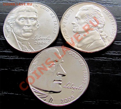I91 США 5¢ 2004D 2005D 2006D 3 шт. UNC до 30.04 в 22°° - I91 USA 5c 2005d 2006d 2004d_2