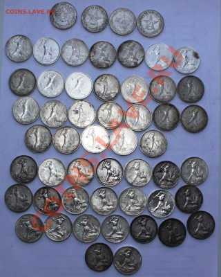 СЕРЕБРО-ПОЛТИНЫ-22пл-24пл и тр-25пл-53 ШТУКИ-до 2.05 22 00м - 498