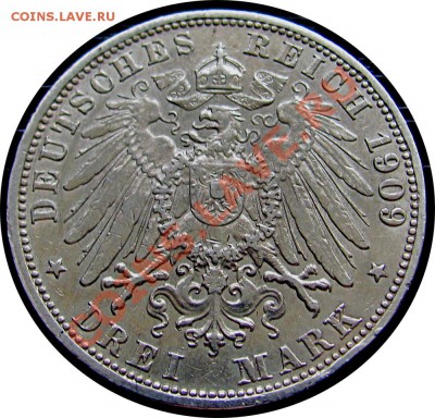 I97 AG 3 марки Баден 1909 до 05.05 в 22°° - I97 3 Mark Baden 1909_2
