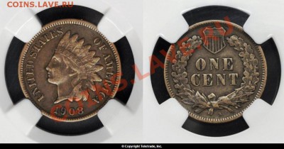 1 цент`89 США - приятный. - US0001-Indian-Head-XF40-BN-NGC-1