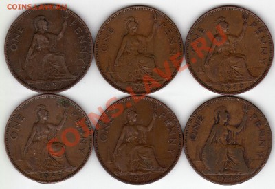 Великобритания пенни 1937-48 (6шт.) до 07.05-20ч (2349) - img002