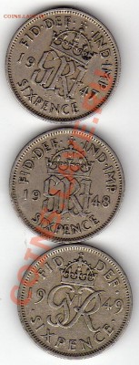 Великобритания 6 пенсов 1947-49 (3шт.) до 07.05-20ч (2349) - img003