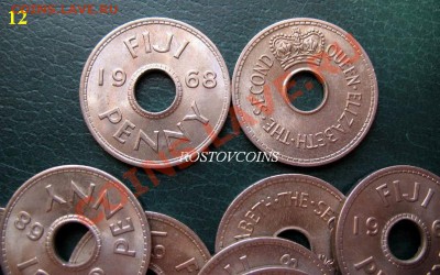 опт и розница - 12 ФИДЖИ 1 пенни 1968 г. UNC = 60 руб. (от 5 штук по 54 руб.).JPG