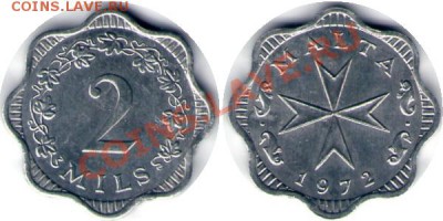 >L< Мальта 2 милс UNC 1972 до 9.05.12 19:00 - Мальта_2_милс UNC_72