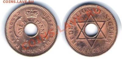 >L< Нигерия Британ полпени UNC 1959 до 9.05.12 19:00 - Нигерия Британ_полпени UNC_59