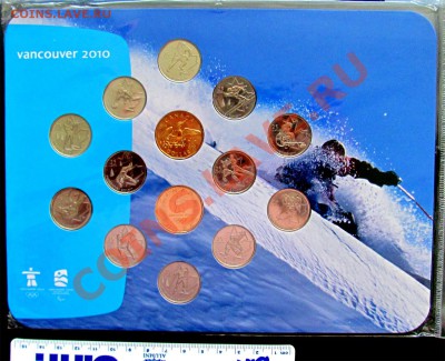 J42 Канада Набор Ванкувер-2010 (Олимпиада) UNC 10.05 в 22° - J42 2010 Skier Olympic Coin Collector Board_1