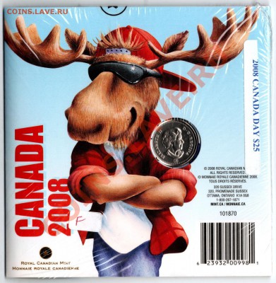 J45 Канада 25¢ (цветной) CANADA DAY SET 2008 до 10.05 в 22°° - J45 25c Canada Day_2