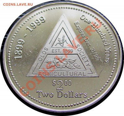 J50 Канада, торговый доллар 2$ Town Of Olds '99 11.05 в 22°° - J50 Token 2$ Town Of Olds_2