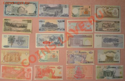 20 прессовых банкнот мира .  до 22.00 14.05.12 г. - к-т  Инострань №4 старт 290 реверс