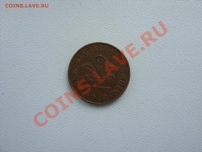 1 пфенниг 1949 с надчеканом. - 1 пф 1949 - 2