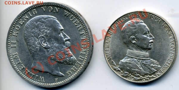 Пруссия, Гамбург серебро 5 марок 1903, 1908 - img700