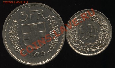 Швейцария,1 и 5 Франков с номинала до 18.05  22-30 - 003