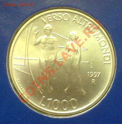 Сан-Марино 1000 лир 1997 (Ag) "Семья" до 22.05 21.00 - С-М 1000лир 1997-1