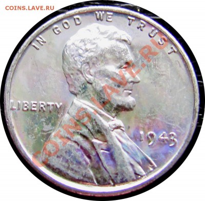 J75 США 1¢ 1943 стальной цент UNC до 24.05 в 22°° - J75 1 c 1943_1