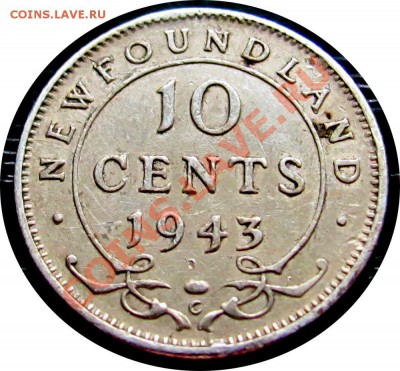 J82 AG Ньюфаундленд 10¢ 1943с F-VF до 25.05 в 22°° - J82 10с NFLD 1943c_1
