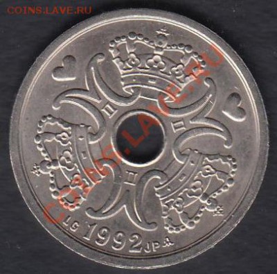 Дания 2 кроны 1992 до 21.05.2012 21-00 - Дания 2 кроны 1992 р