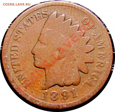 J89 США 1¢ 1891 Indian Head Cent до 26.05 в 22°° - J89 USA 1c 1891_1