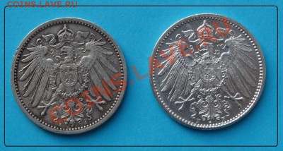 Германия 1 марка 1906 и 19011 гг. до 24.05.2012 в 23.00 мск - 1 марка ав.JPG