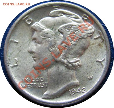 K15 AG США 10¢ 1942 Mercury Dime aUNC до 30.05 в 22°° - K15 10c 1942_3
