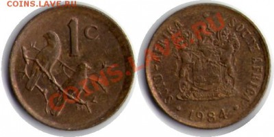 >L< Suid Африка 1 цент 1984 до 2.06.12 21:00 - Suid Африка_1_цент_84