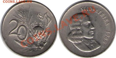 >L< Suid Африка 20 центов 1965 до 2.06.12 21:00 - Suid Африка_20_центов_65