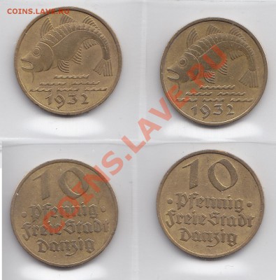 2 монетки по 10 пфеннигов 1932 года  Данциг - IMG