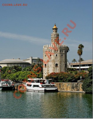 Монеты с Корабликами - Torre del Oro, Золотая Башня, Испания, Севилья.