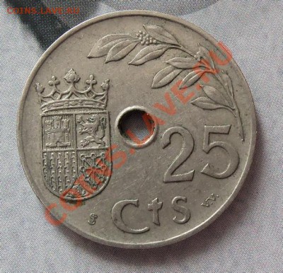 Испания 25 сантимос-1937г с отверстием  до 05.06.12 в 22.00 - 101_1362