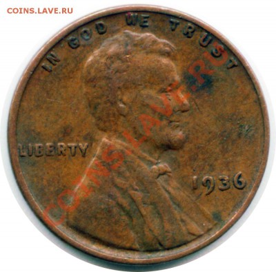 K54 США 1¢ 1936 USA Lincoln Cent до 06.06 в 22°° - K54 USA 1c 1936_1