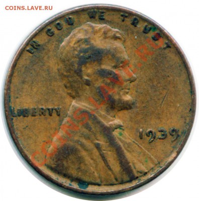 K55 США 1¢ 1939 USA Lincoln Cent до 06.06 в 22°° - K55 USA 1c 1939_1
