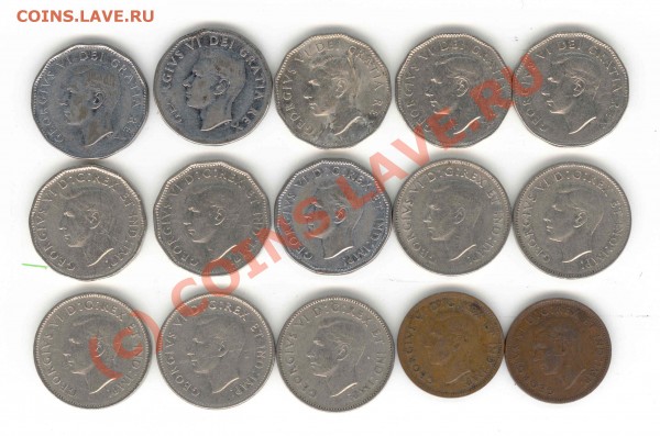 Канада Георг 6, подборка 5 центов и 1 цент разные года - георг6-5центов2