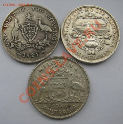 Австралия 3 флорина 1927, 1927, 1944 - Austral-2