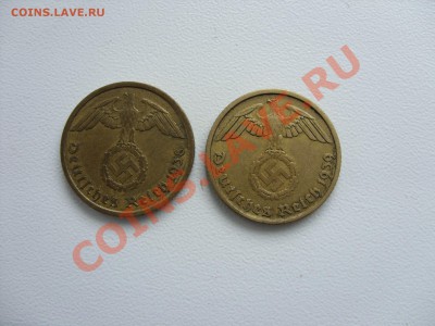 Пфенниги 3 Рейх (1,2,5,10,50) - 10 пф латунь - 2