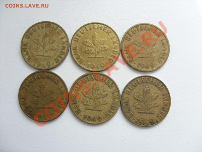Монеты 40-х годов 20 века, в том числе и окупационные - 10 пф ФРГ 1949 - 2