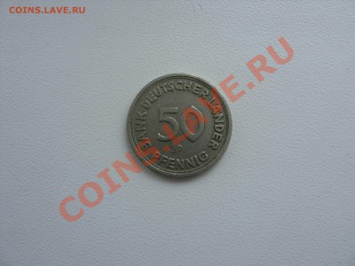 Монеты 40-х годов 20 века, в том числе и окупационные - 50 пф ФРГ 1949 D - 1