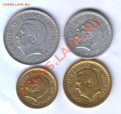 Монако 1,2,2,5 франков 1943-45г. до 14.06. 21.30 - 122
