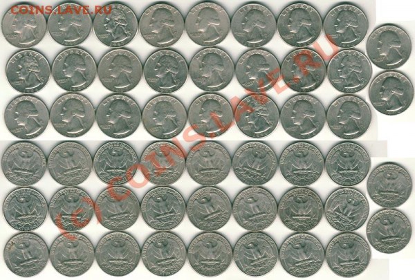 США, квортеры, 26 шт, 1965-98, до 27.08 - usa25c-1965-98