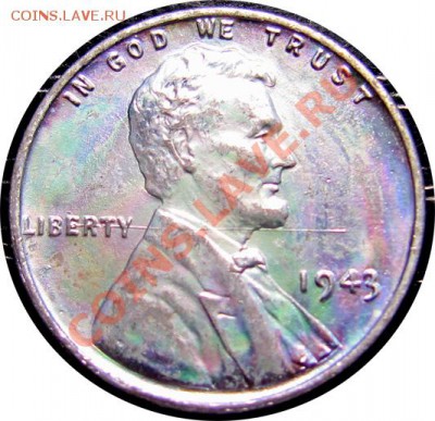 P57 США 1¢ 1943 стальной цент UNC до 22.06 в 22°° - P57 USA 1c 1943 UNC_1