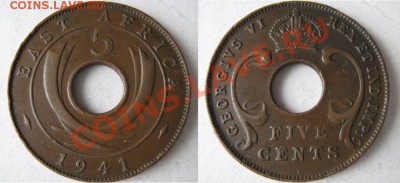 Разная инострань - 283 5 Брит Вост Африка 5 центов 1941