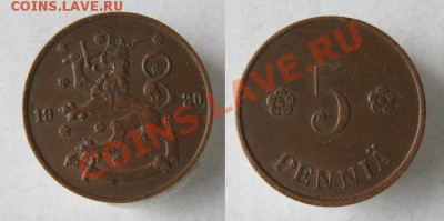 Разная инострань - 286 1 Финляндия 5 пенни 1920