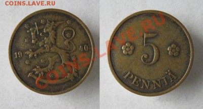 Разная инострань - 287 1 Финляндия 5 пенни 1940