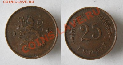 Разная инострань - 290 5 Финляндия 25 пенни 1942 2