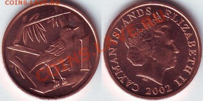 1 цент 2002 - 15 руб. - Каймановы острова 1 цент 2002