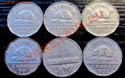 P78 Канада 5¢ 6 шт. 1947-49-50-51-51-52 до 28.06 в 22°° - P78 5c 1947-49-50-51-51-52_1