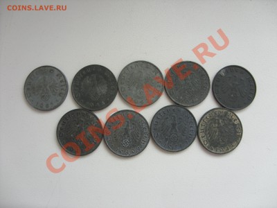 10 пфеннигов Германия. Цинк. 9шт.До 27.06.2012 до 23:59 МСК. - 10 пф цинк аук - 2