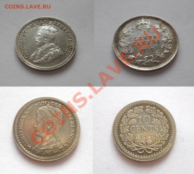 Талер 1778 Бавария, 8 реалов 182? Мексика и мелочь - 5 центов 1919 Канада + 10 центов 1913Нидерланды
